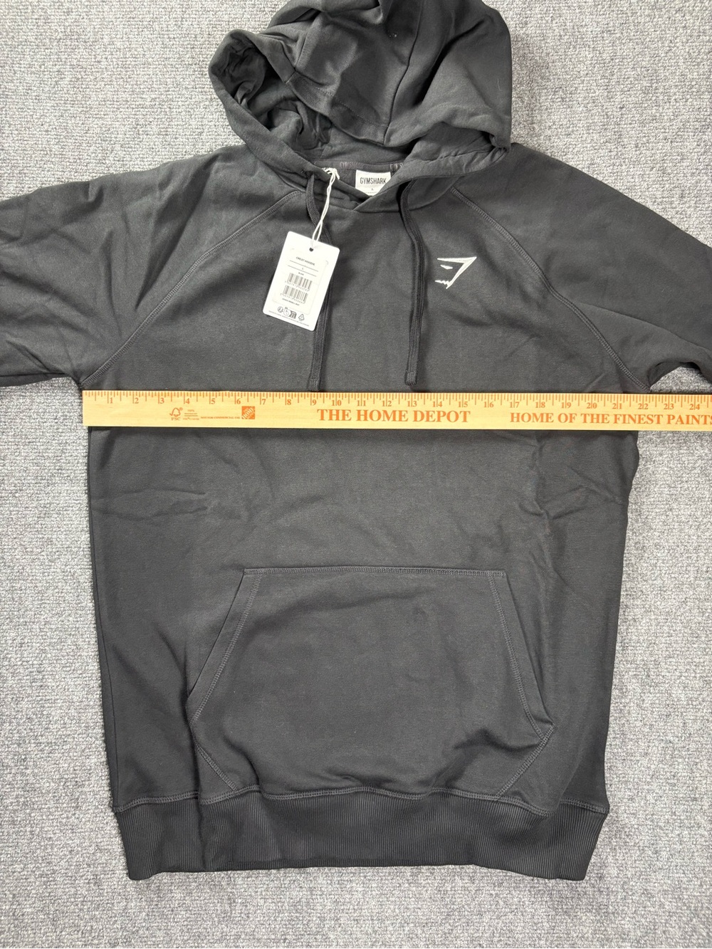 Gymshark Crest Hoodie Black Pullover Logo Sweatshirt Size L - Picture 6 of 7